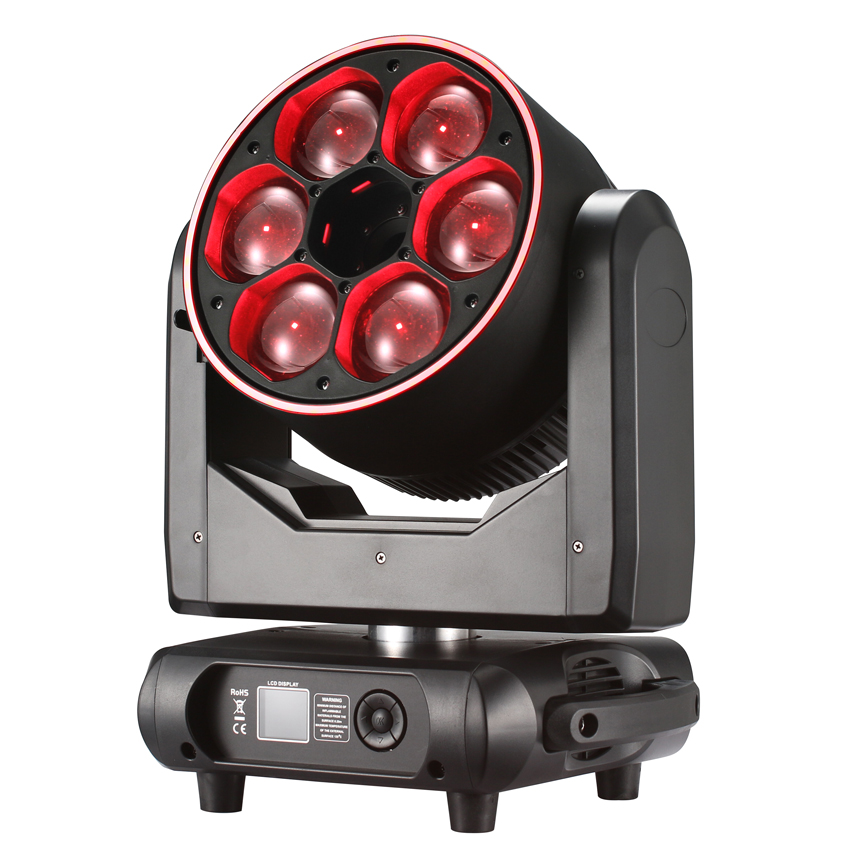 6pcs 60W Bee Eye RGBW Zoom Wash 8W Pixel Moving Head Light FD-LML660B